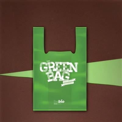 Биоразградими торбички 3 kg. дизайн BeBio - The Green Bag зелени кашон 500 бр.