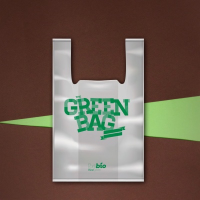 Биоразградима торбичка 5 kg. дизайн BeBio - The Green Bag бели кашон 500 бр.