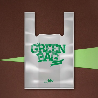 Биоразградима торбичка 8 kg. дизайн BeBio - The Green Bag бели кашон 500 бр.